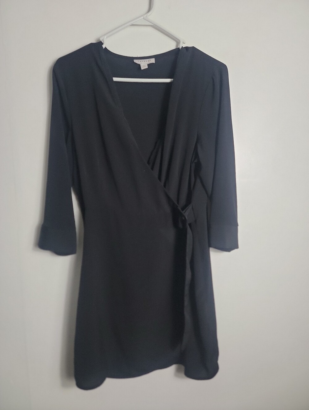 Top Shop Women's Black Belted 3/4 Sleeve Top, 10